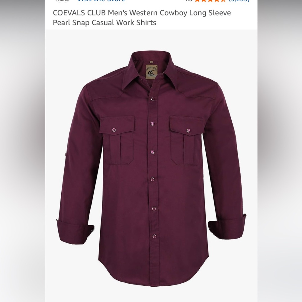 Men's Burgundy Button-Up Shirt